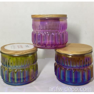 طلاء جرة شمعة زجاجية ملونة مع غطاء